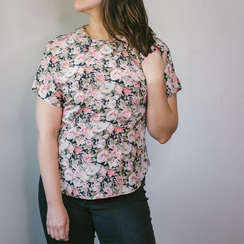 Vintage Floral Bib Collar Peplum